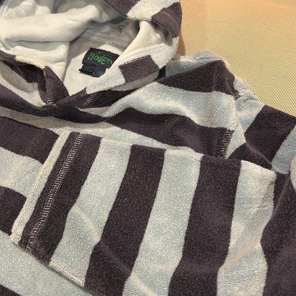 Mini Boden Navy Striped Cotton Toweling Hoodie 7/8 - Picture 4 of 10